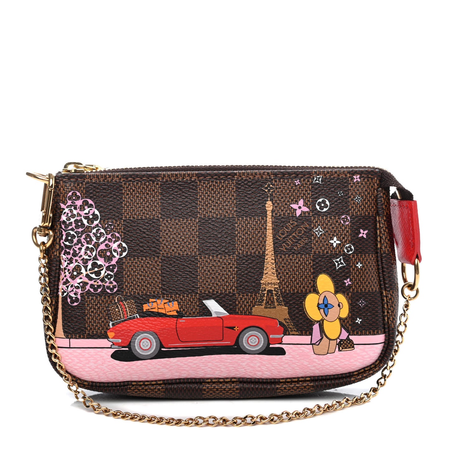 Damier Ebene 2019 Christmas Animation Mini Pochette Accessories Red