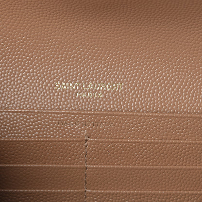 Saint Laurent Grain De Poudre Matelasse Chevron Monogram Flap Wallet Dark Latte 6 of 7