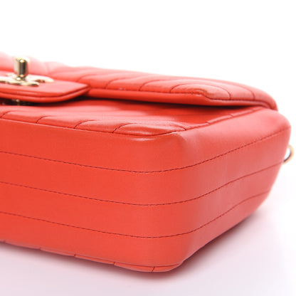 Chanel Lambskin Chevron Quilted Mini Rectangular Flap Red 9 of 13