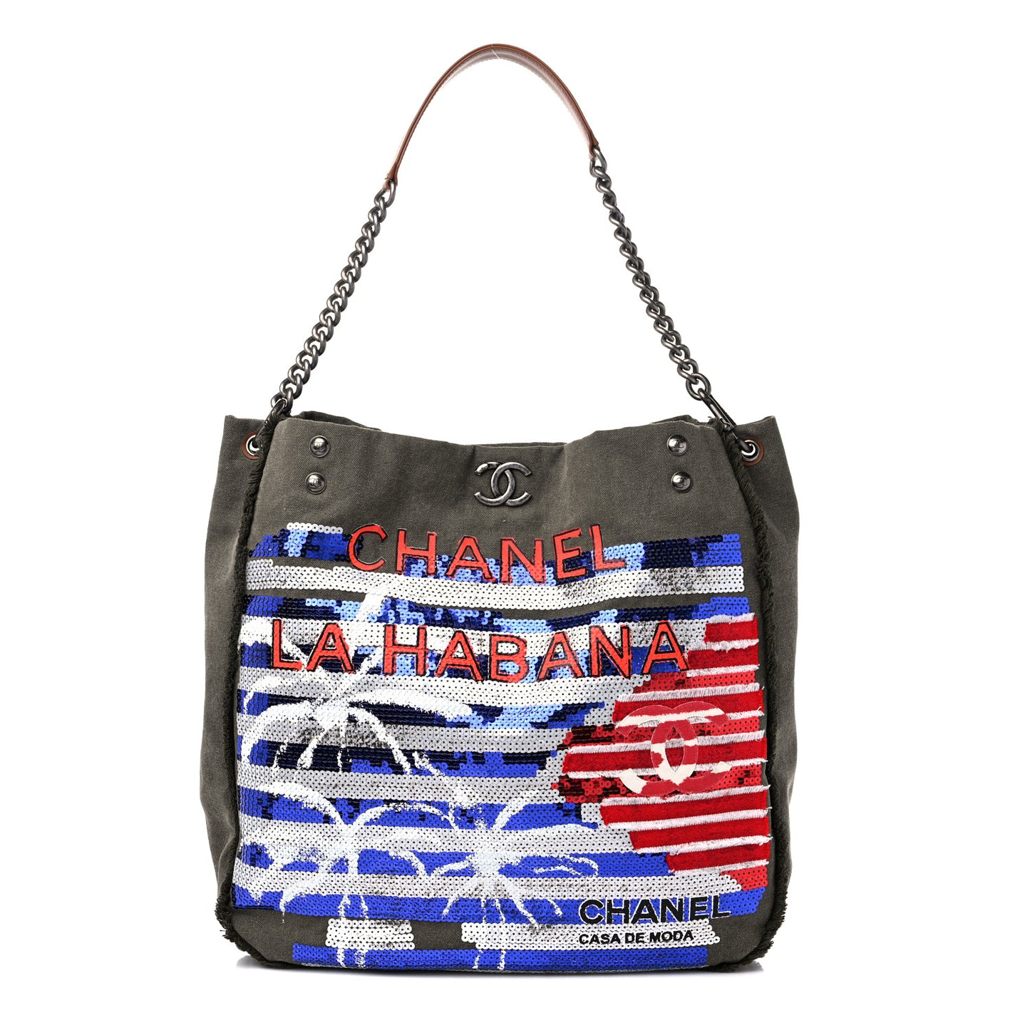 Canvas Sequins Cubano Trip Hobo Khaki