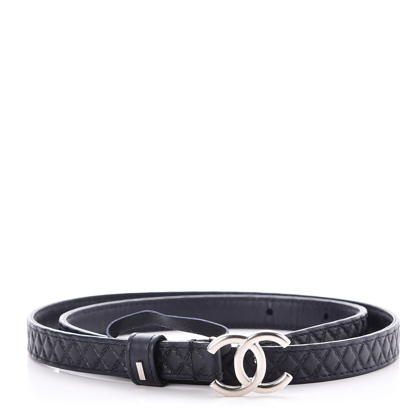 Lambskin Quilted CC Belt 75 30 Navy