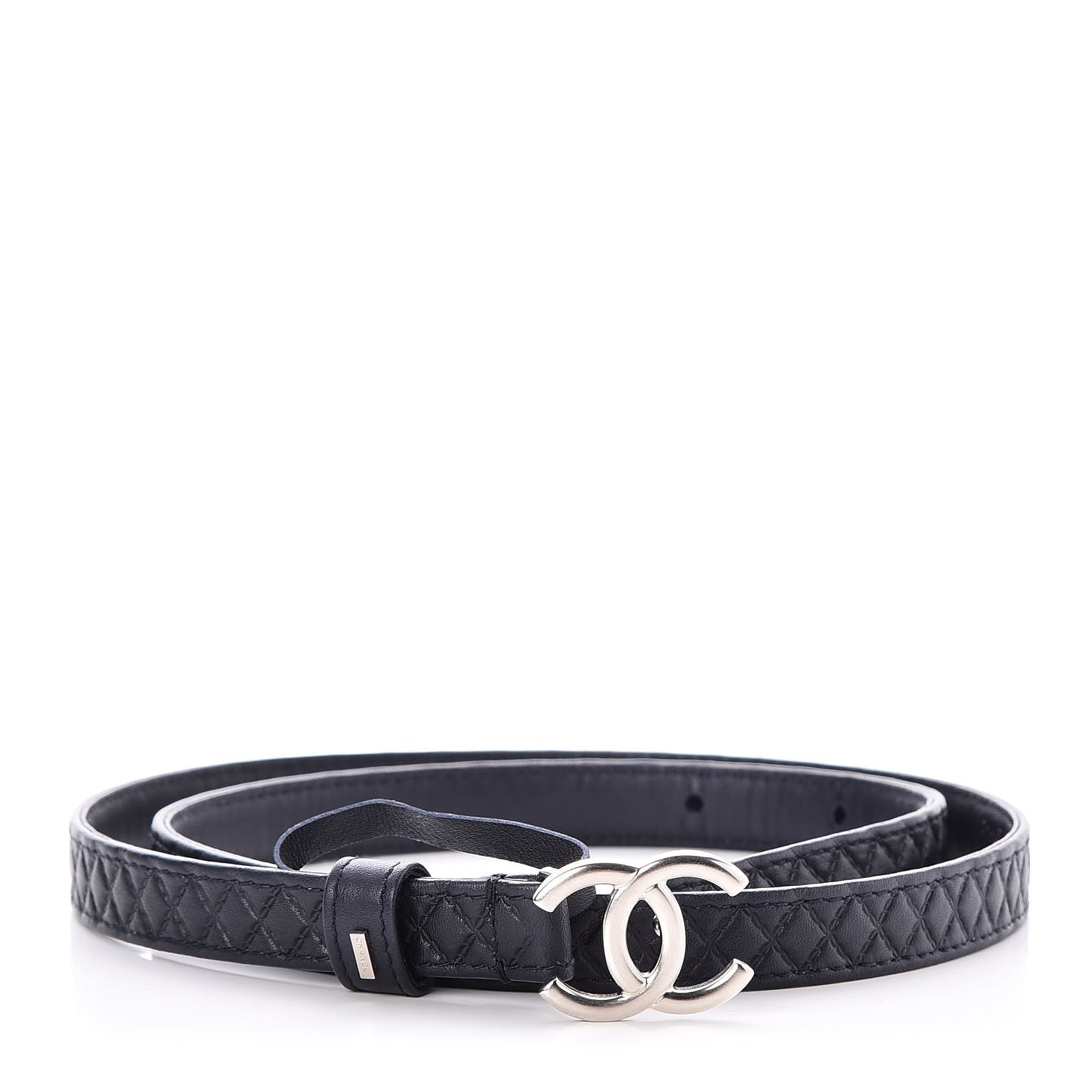 Chanel Lambskin Quilted CC Belt 75 30 Navy 1 of 8