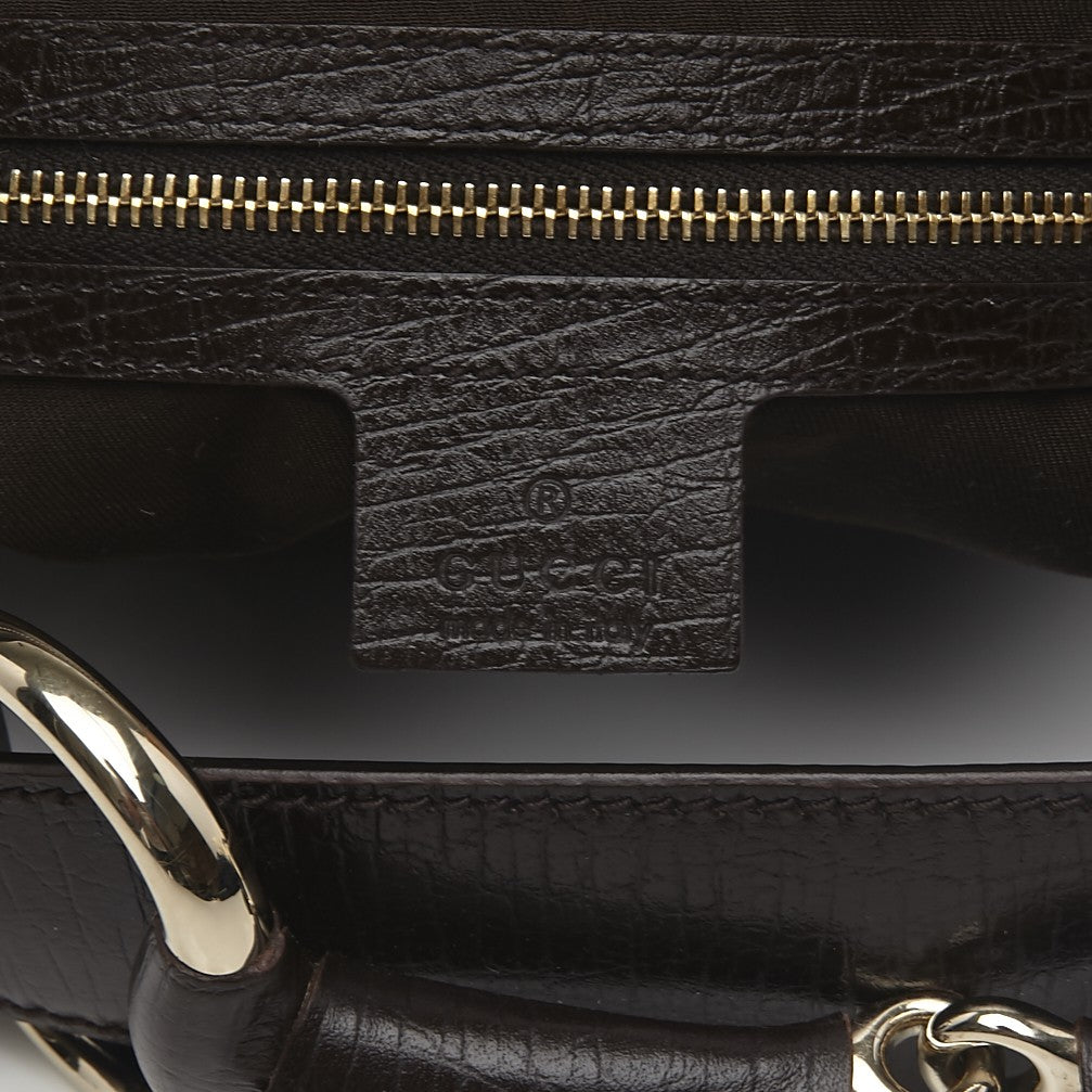 Gucci Monogram Medium Horsebit Chain Hobo Dark Brown 7 of 9
