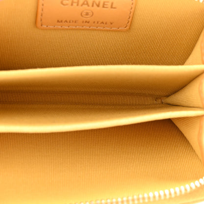 Chanel Metallic Lambskin Quilted Zip Around Coin Purse Wallet Yellow 5 of 8