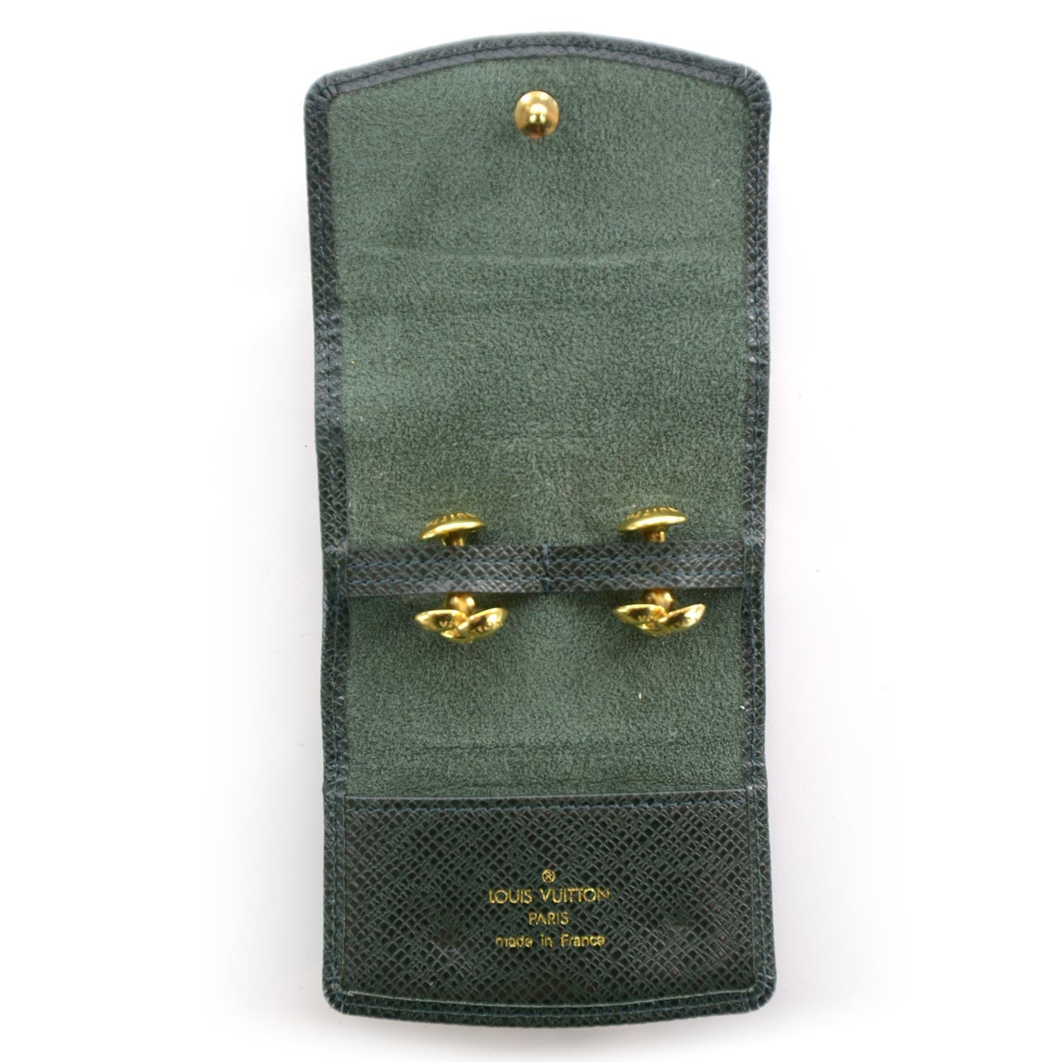 Louis Vuitton Gold Nail Rivet Cufflinks With Taiga case 2 of 5