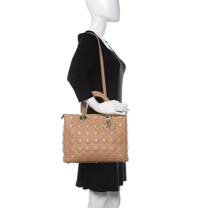 Christian Dior Lambskin Cannage Large Lady Dior Beige 2 of 10