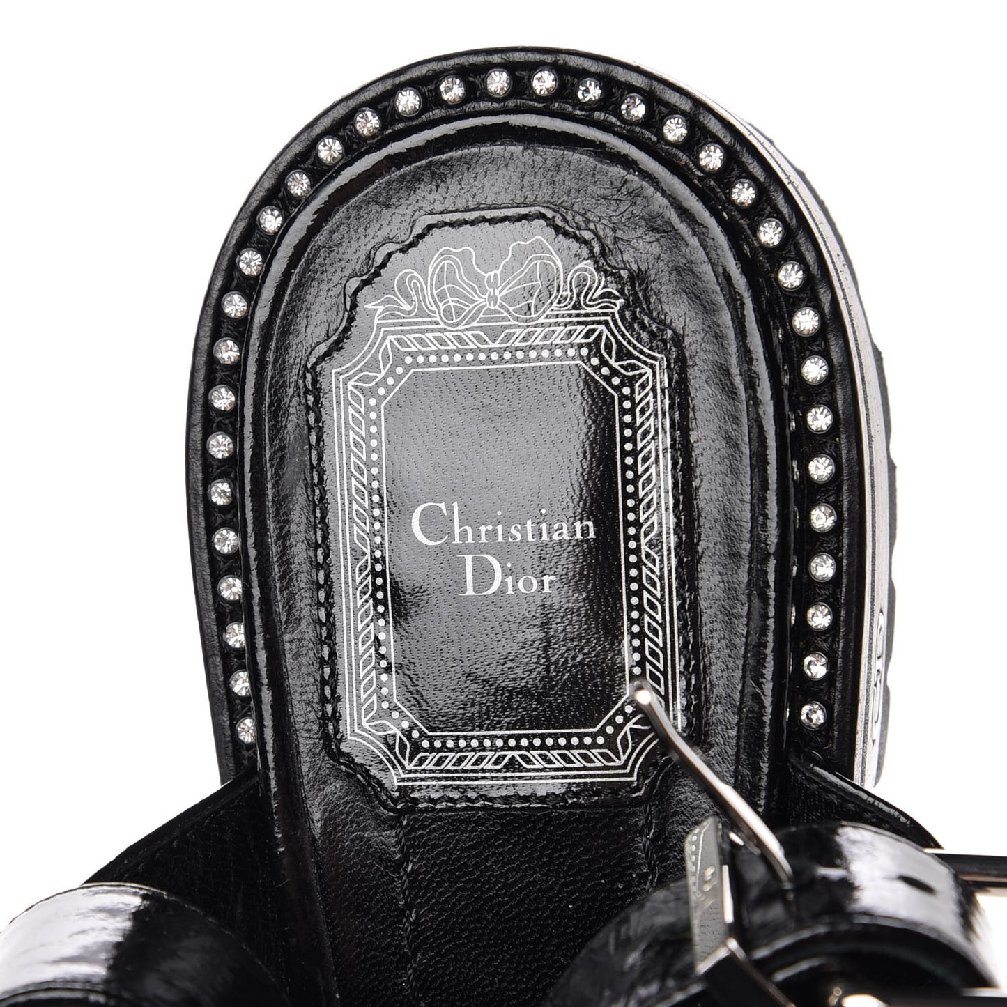 Crinkled Patent Crystals Sandals 37.5 Black