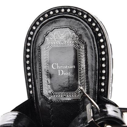 Christian Dior Crinkled Patent Crystals Sandals 37.5 Black 7 of 8