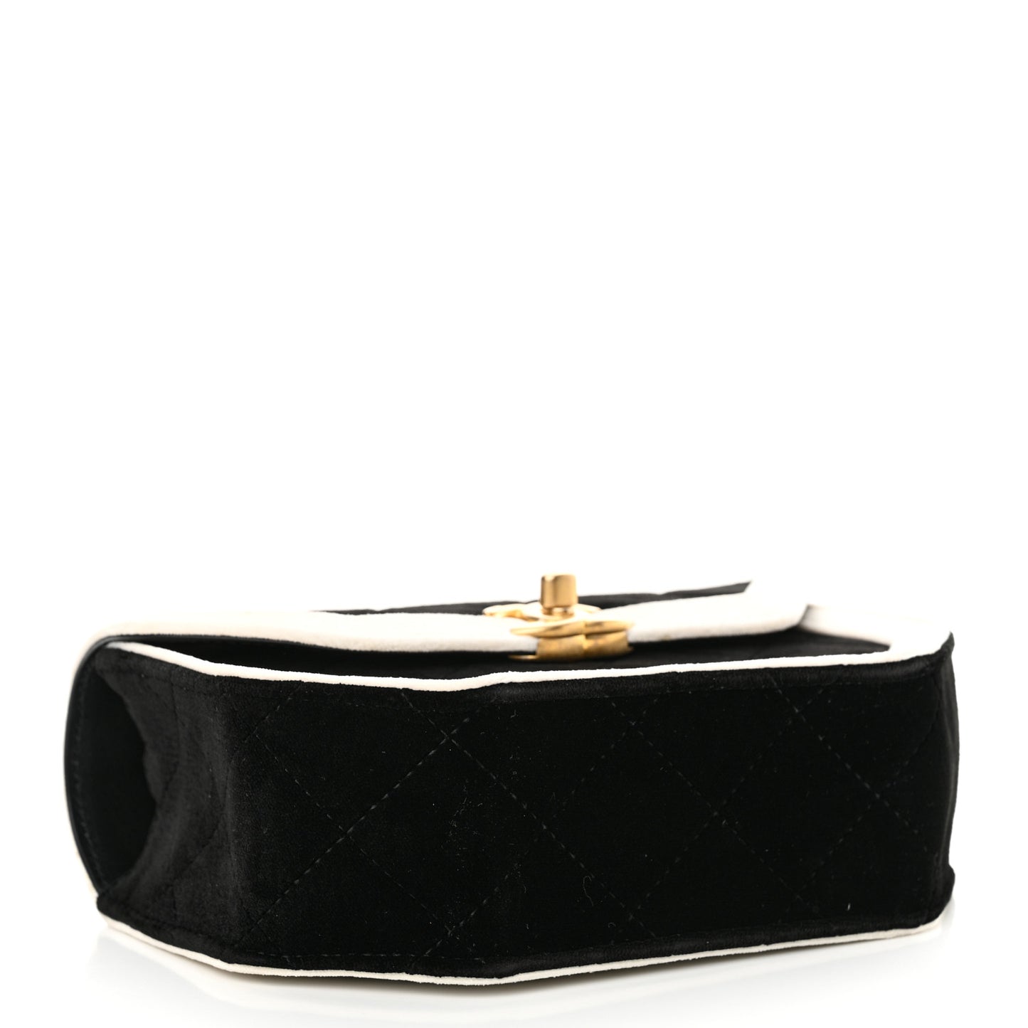 Velvet Quilted Mini Place Vendome Flap Black White