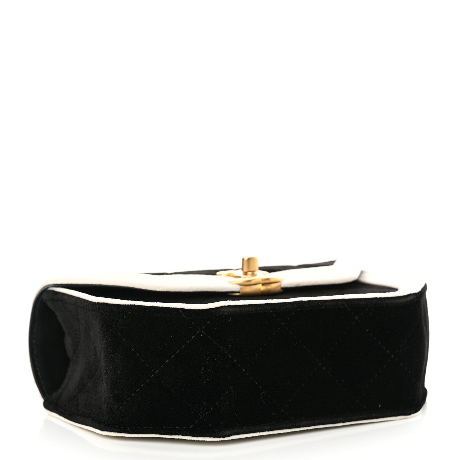 Chanel Velvet Quilted Mini Place Vendome Flap Black White 4 of 12