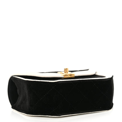 Chanel Velvet Quilted Mini Place Vendome Flap Black White 4 of 12