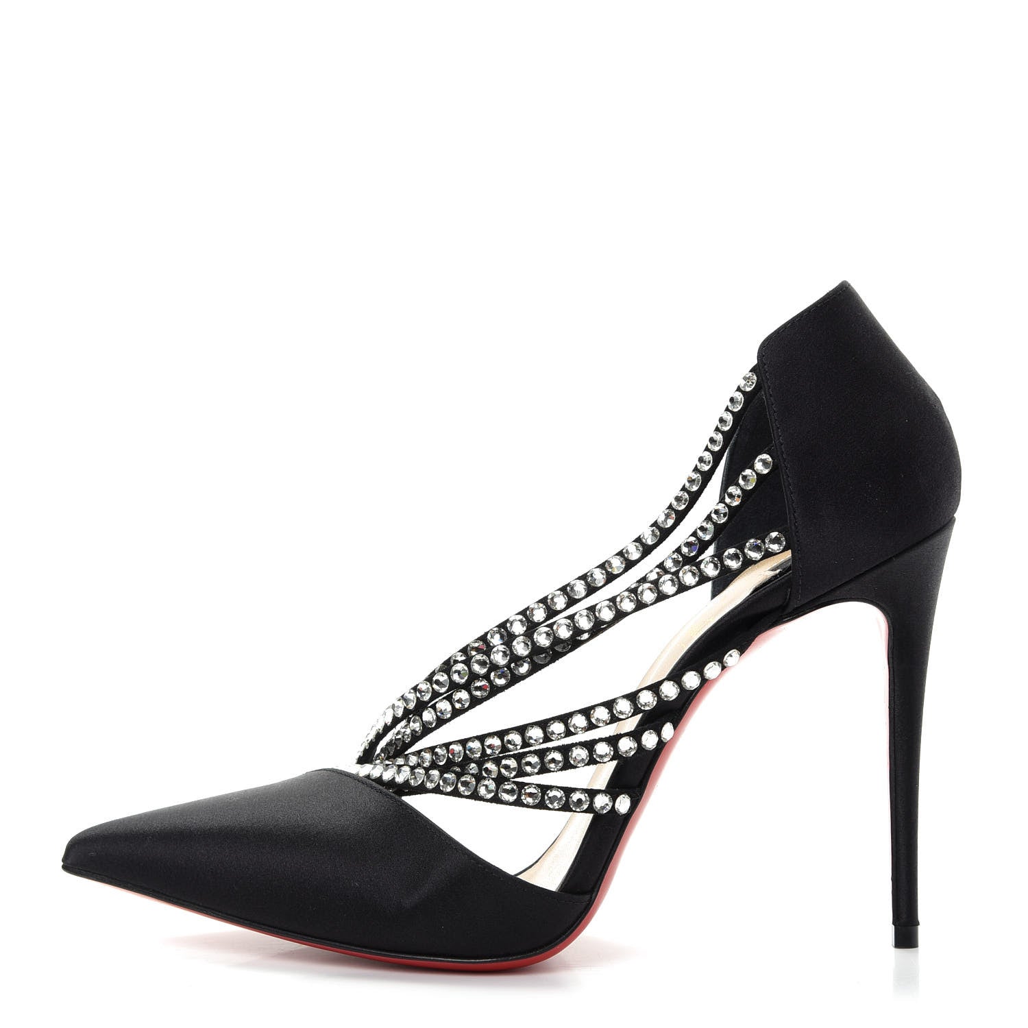 Christian Louboutin Crepe Satin Strass Antinorina 100 Pumps 37 Black 1 of 9