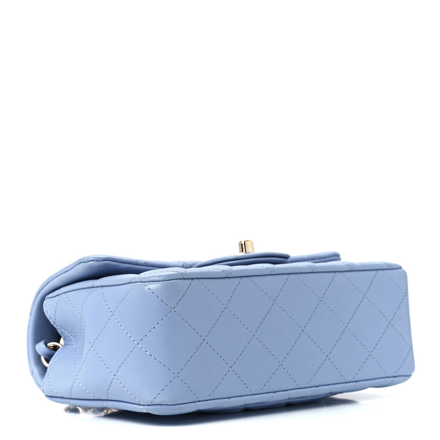 Lambskin Quilted Mini Rectangular Flap Light Blue