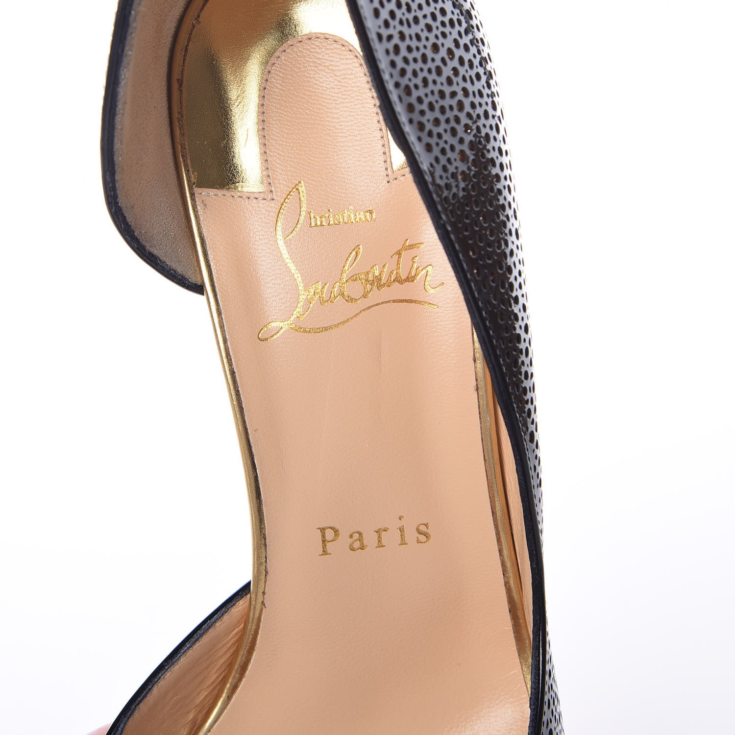Christian Louboutin Patent Glitter Galupump 70 Pumps 37.5 Black Gold 7 of 8