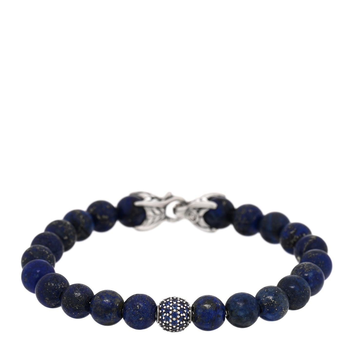 Sterling Silver Blue Sapphire Lapis Lazuli 8mm Spiritual Beads Bracelet