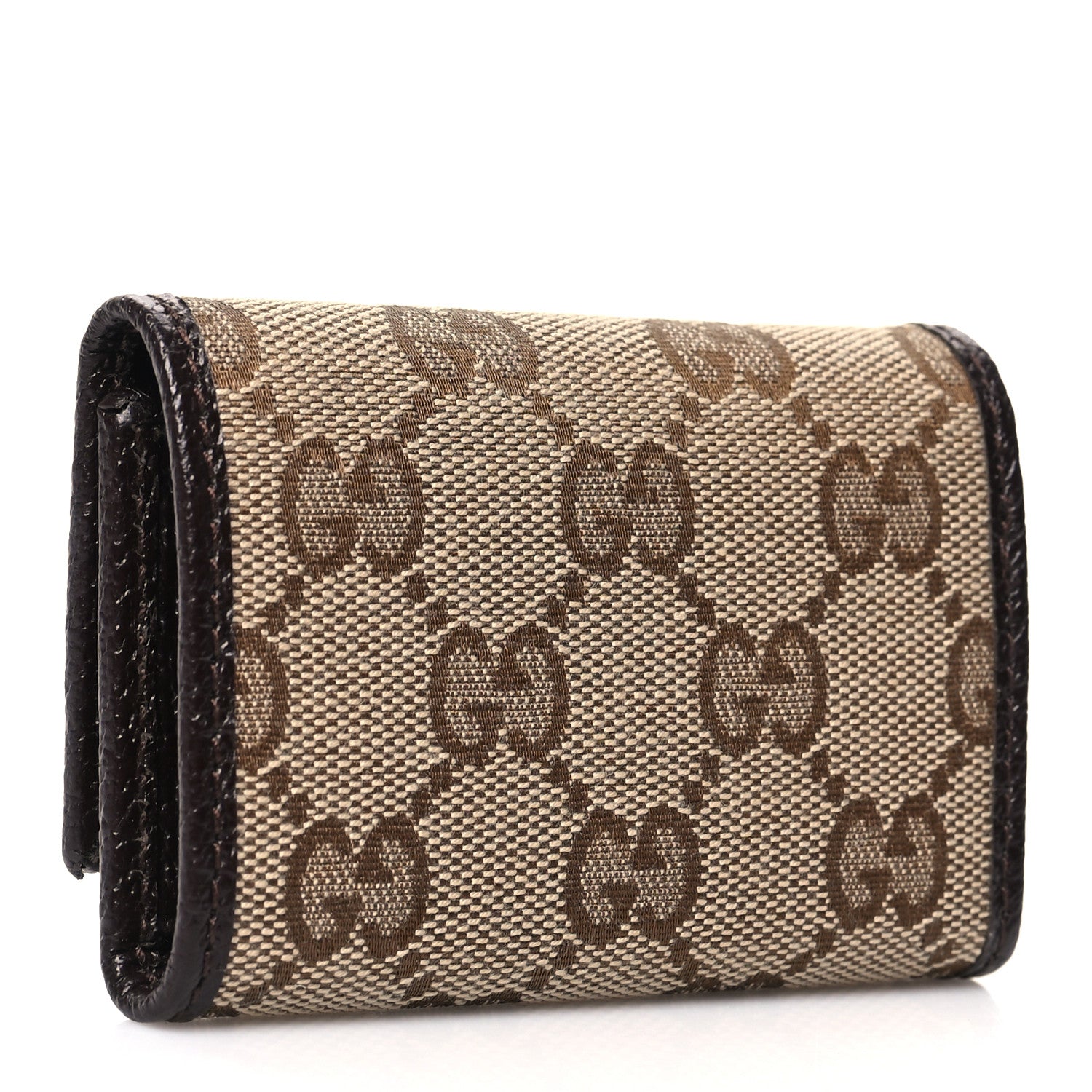 Gucci Monogram Textured Calfskin Metal Bar 6 Key Holder Case Beige Ebony Cocoa 3 of 10