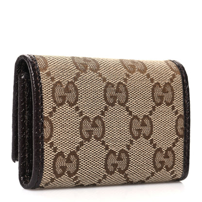 Gucci Monogram Textured Calfskin Metal Bar 6 Key Holder Case Beige Ebony Cocoa 3 of 10