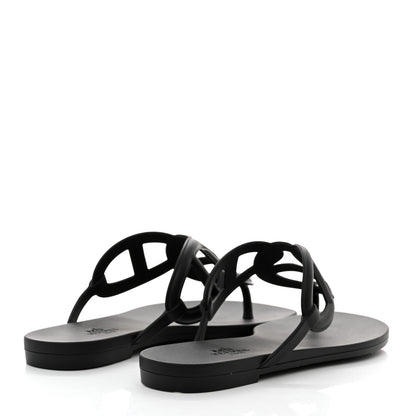 Hermes Rubber Womens Egerie Sandals 36 Black 4 of 9
