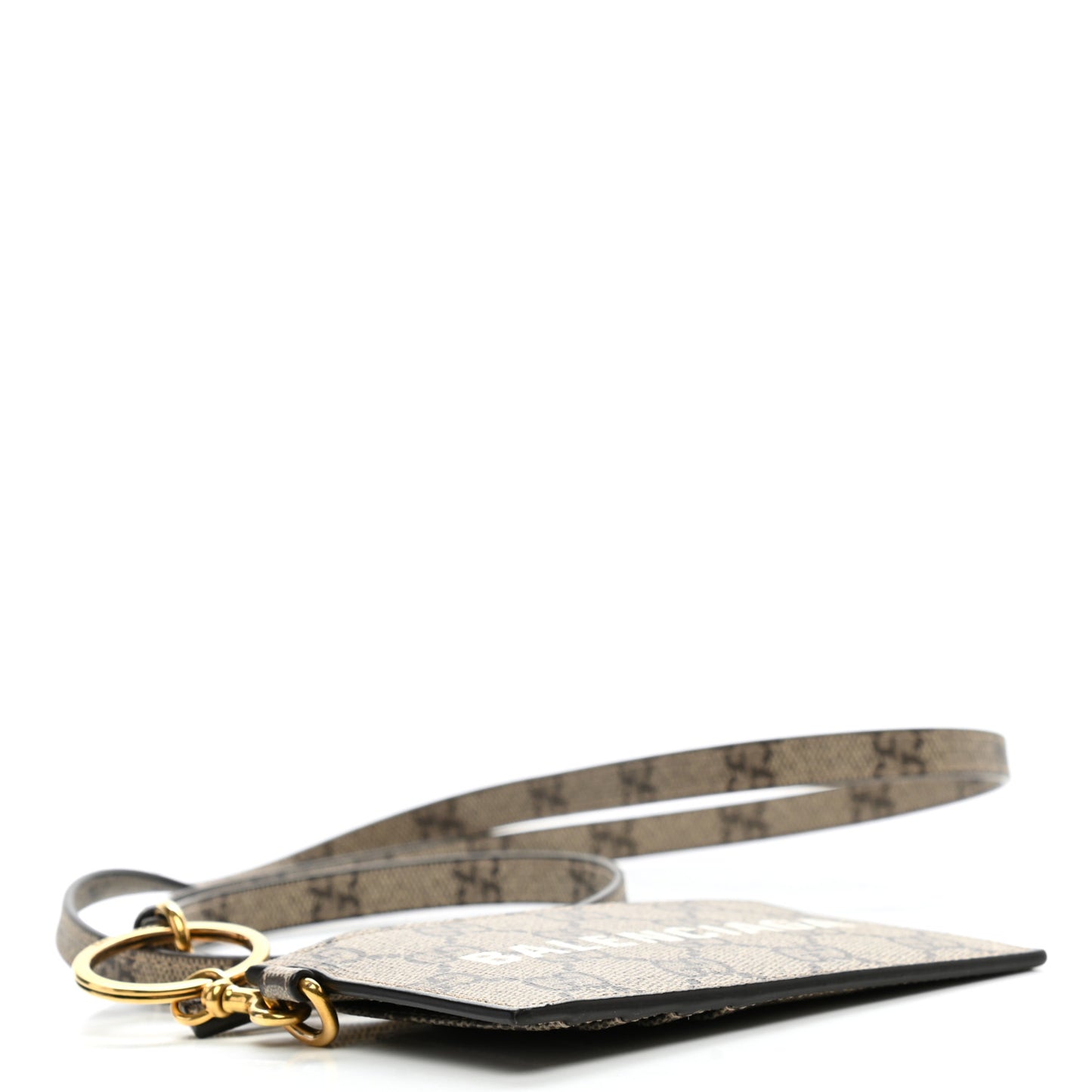 X BALENCIAGA GG Supreme Monogram Logo Card Case With Strap Beige Ebony