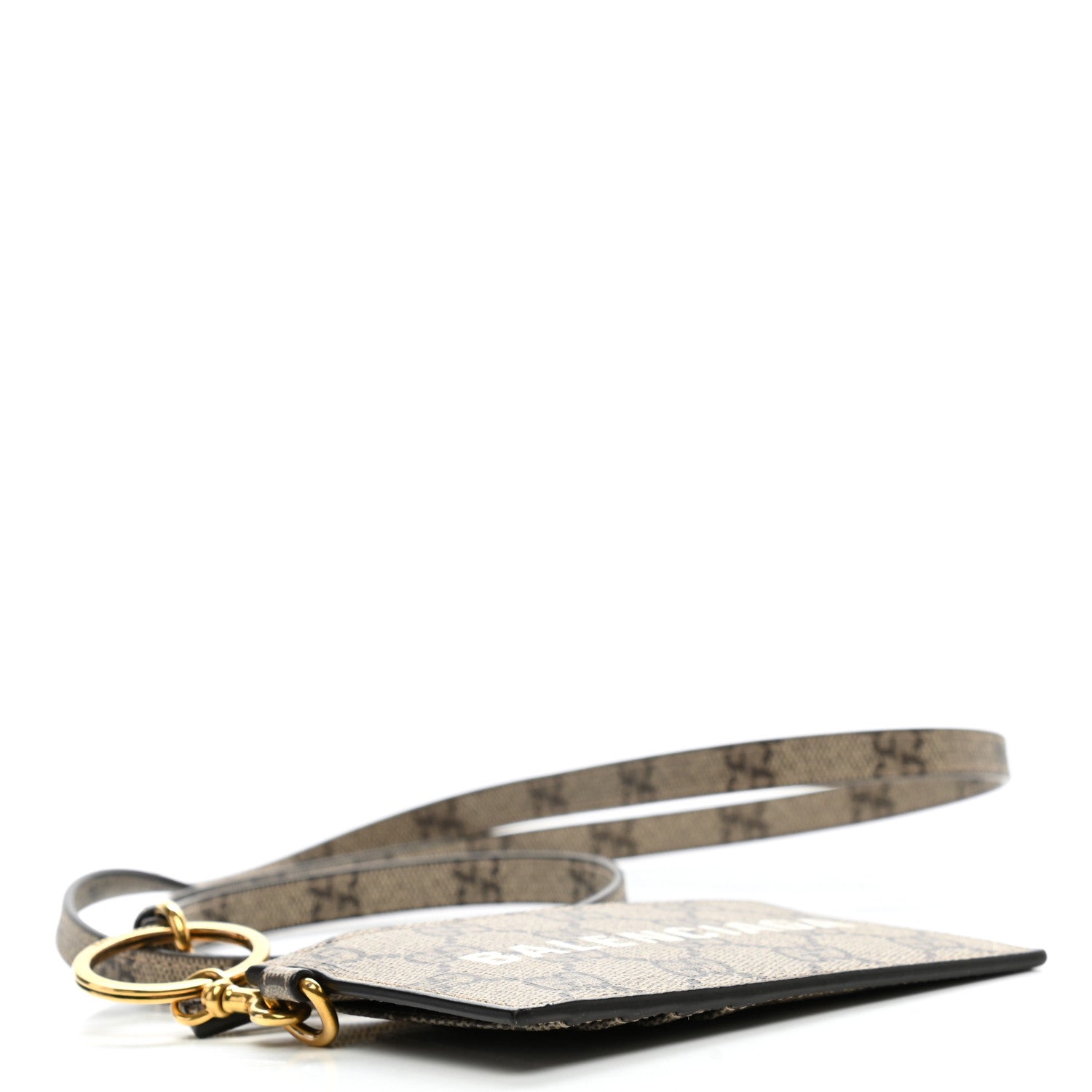 Gucci X BALENCIAGA GG Supreme Monogram Logo Card Case With Strap Beige Ebony 4 of 7