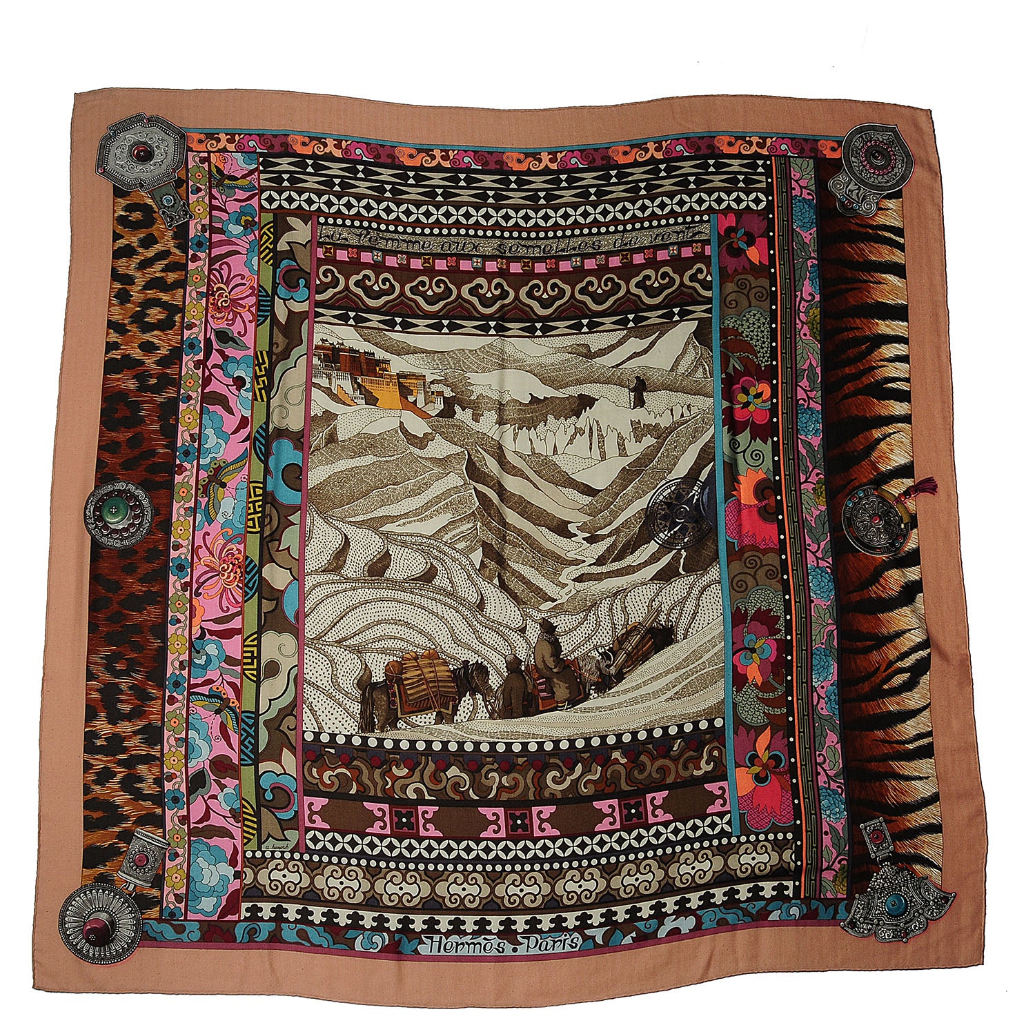 Hermes Cashmere Silk La Femme Aux Semelles de Vent Shawl 140 3 of 6