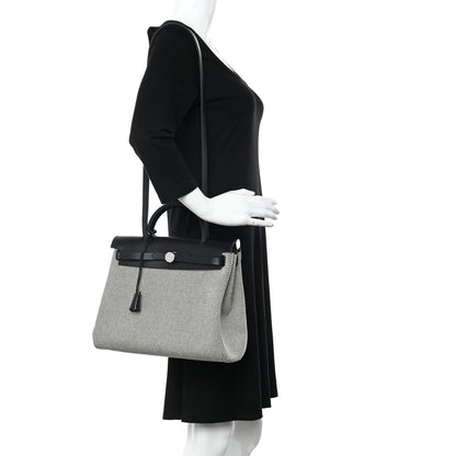 Hermes Vache Hunter Criss Viking Herbag Zip Retourne 31 PM Ecru Black 3 of 13