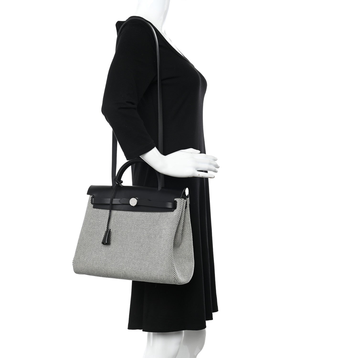 Hermes Vache Hunter Criss Viking Herbag Zip Retourne 31 PM Ecru Black 2 of 13