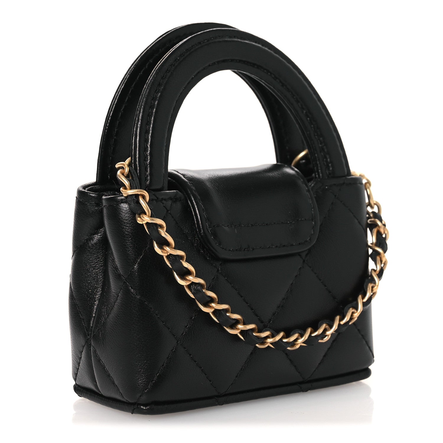 Chanel Shiny Lambskin Quilted Mini Kelly Bag Charm Black 3 of 11