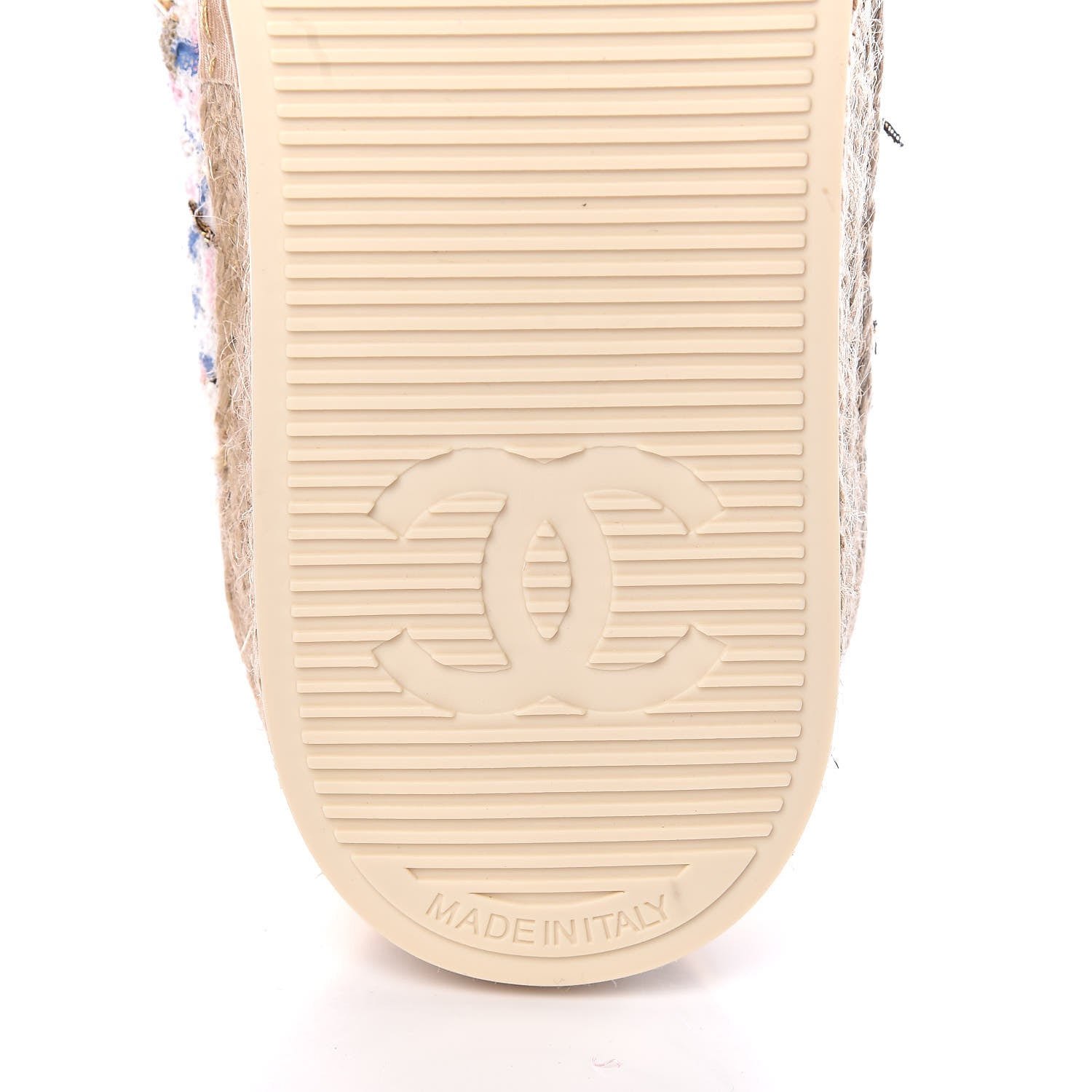 Chanel Tweed Laminated Lambskin Lace Up Espadrilles 37 Pink Blue Gold White 7 of 8