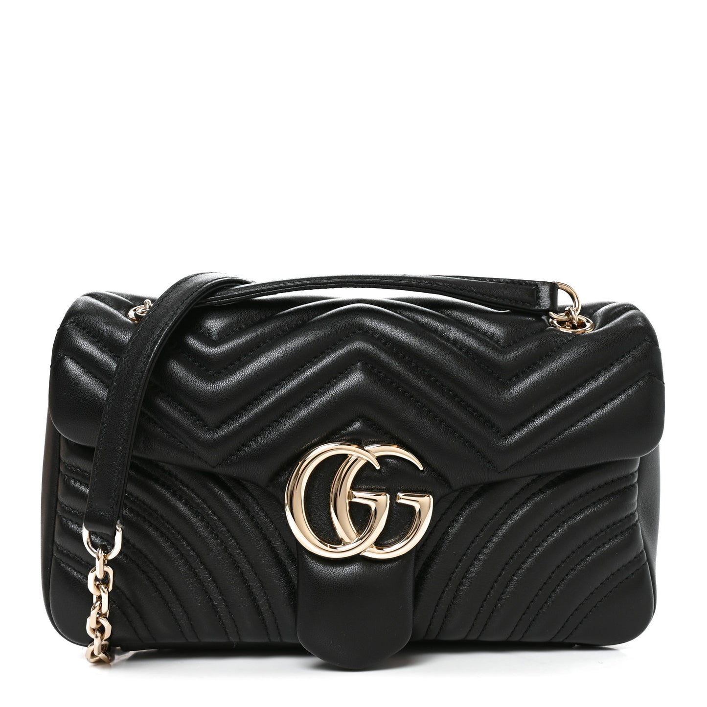 Lambskin Matelasse Medium GG Marmont Shoulder Bag Black