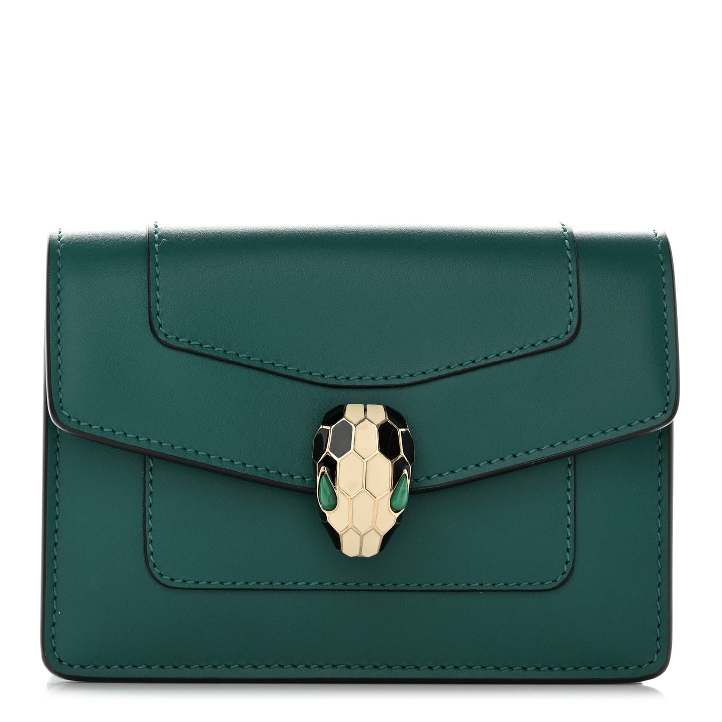 Calfskin Serpenti Forever Purse Card Holder Emerald Violet Amethyst