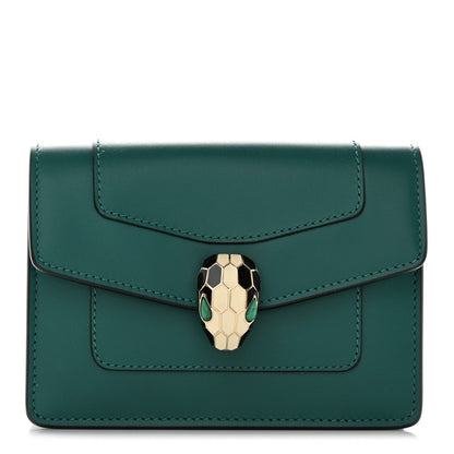 Bulgari Calfskin Serpenti Forever Purse Card Holder Emerald Violet Amethyst 1 of 17