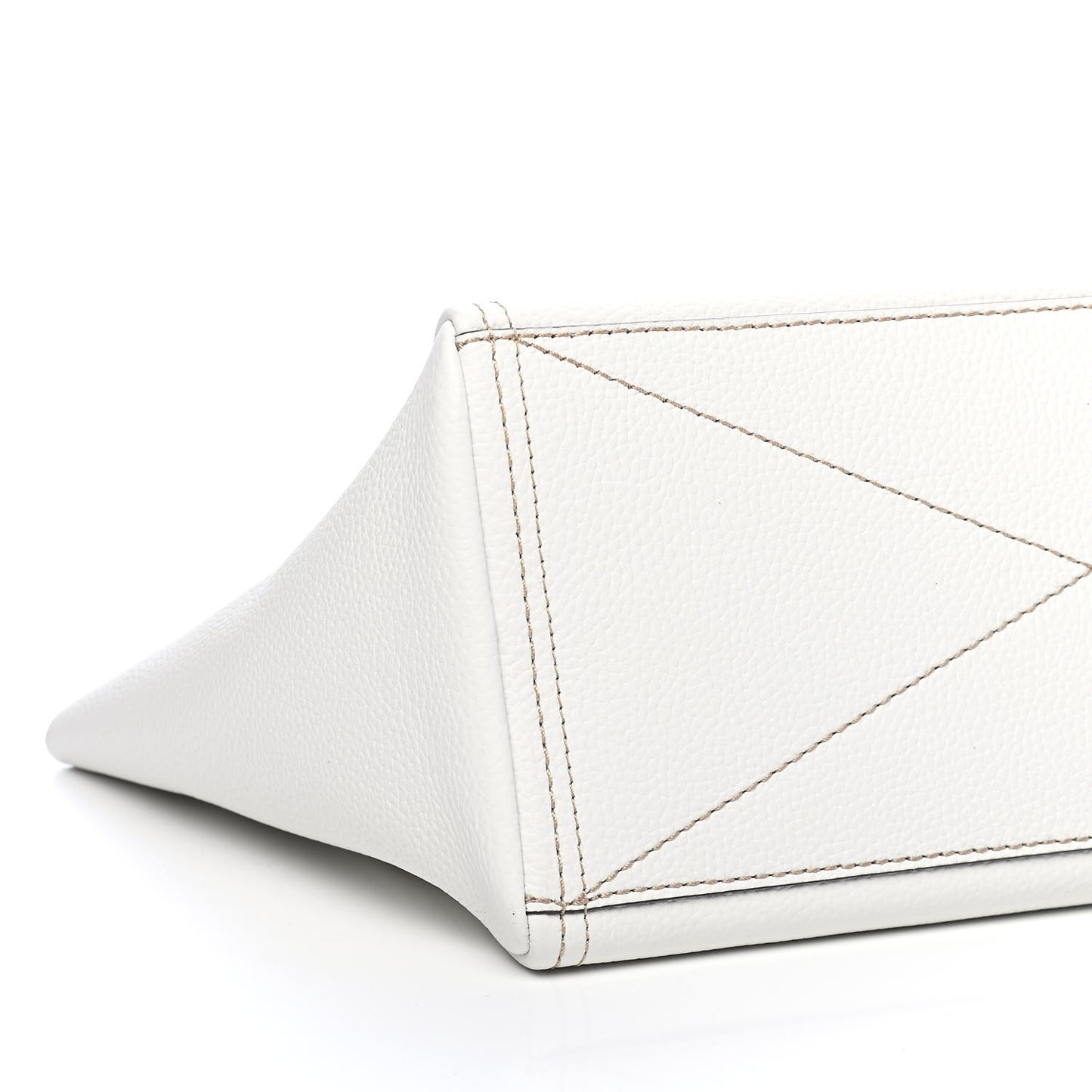 Calfskin Kiss Lock Color Block tote White Beige