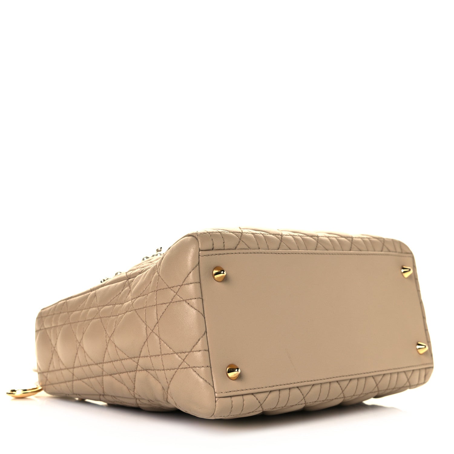 Christian Dior Lambskin Cannage Medium Pearl Lady Dior Beige 4 of 10