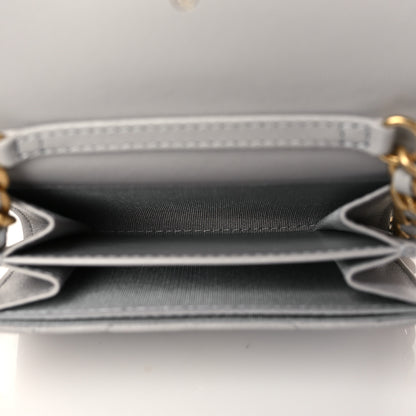 Chanel Lambskin Quilted Chanel 19 Flap Coin Purse With Chain Grey 5 of 10