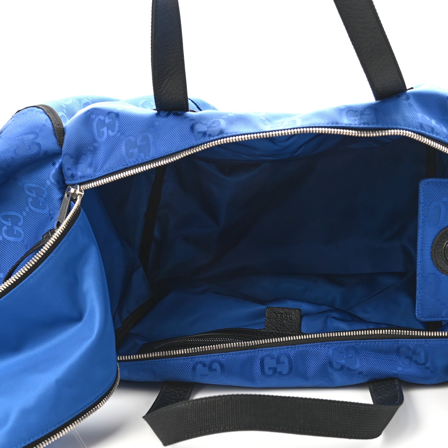 Gucci Econyl Nylon Monogram Off The Grid Duffle Bag Guilted Blue Black 4 of 9