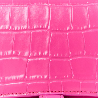 Balenciaga Shiny Calfskin Crocodile Embossed Small Hourglass Top Handle Bag Fuchsia 9 of 12