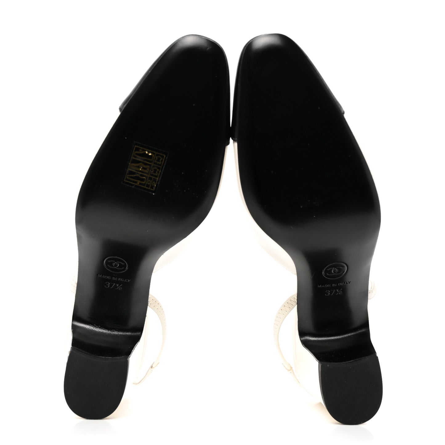 Lambskin Cap Toe CC Slingback Pumps 37.5 White Black