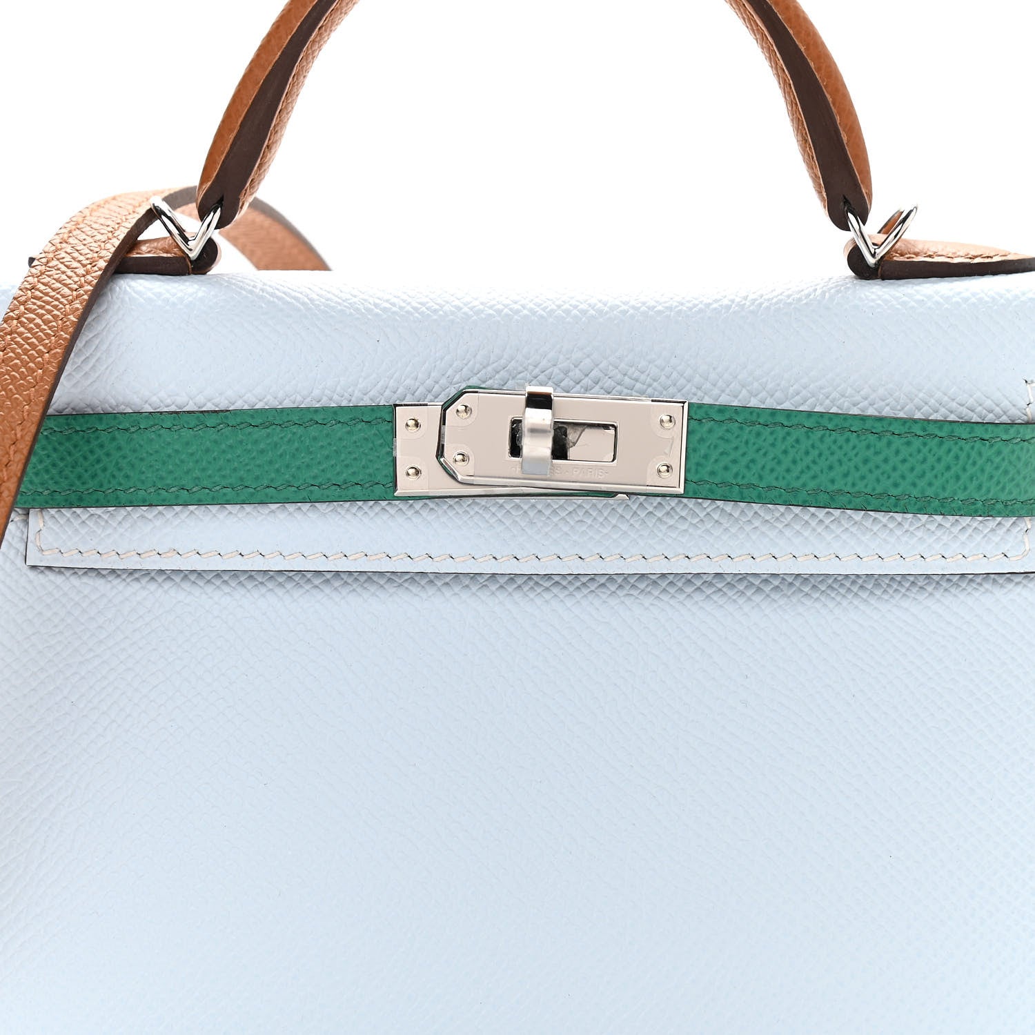 Hermes Epsom Mini Kelly Sellier 20 Bleu Brume Vert Jade Gold 8 of 11
