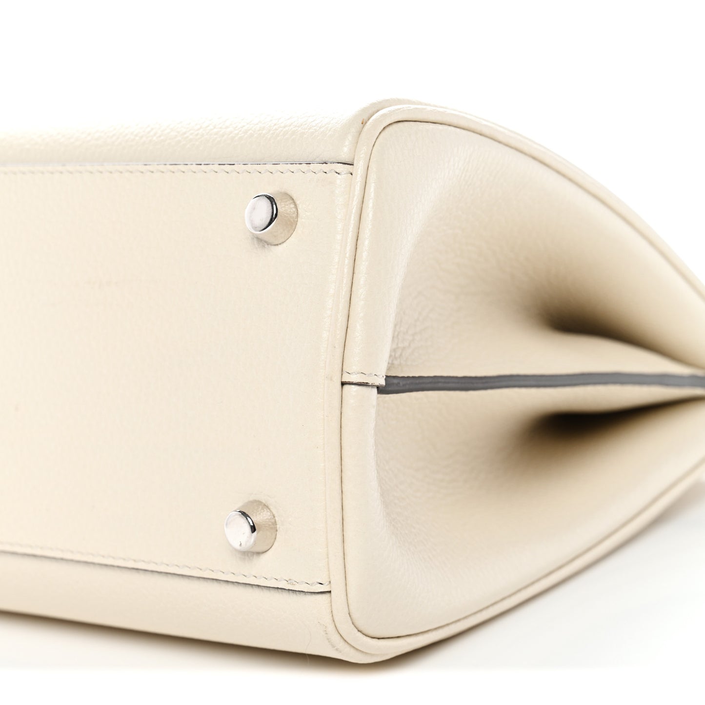 Grainy Calfskin Small Zumi Top Handle Bag Mystic White