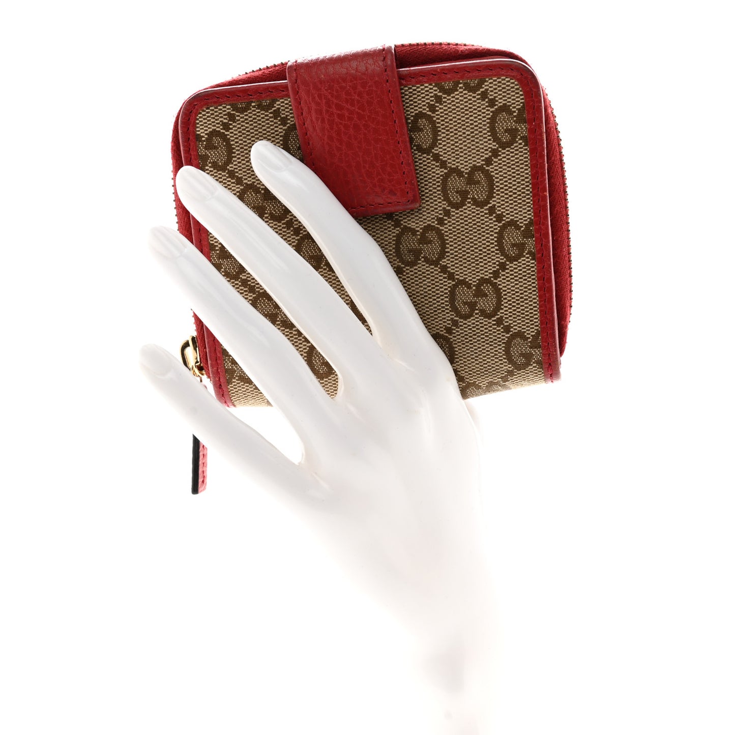 Monogram Dollar Calfskin Zip Around French Flap Wallet Beige Ebony Rosso