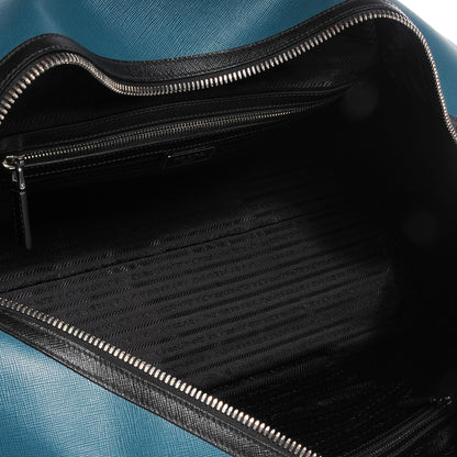 Prada Saffiano Bi-Color Duffle Bag Ottanio Black 5 of 8