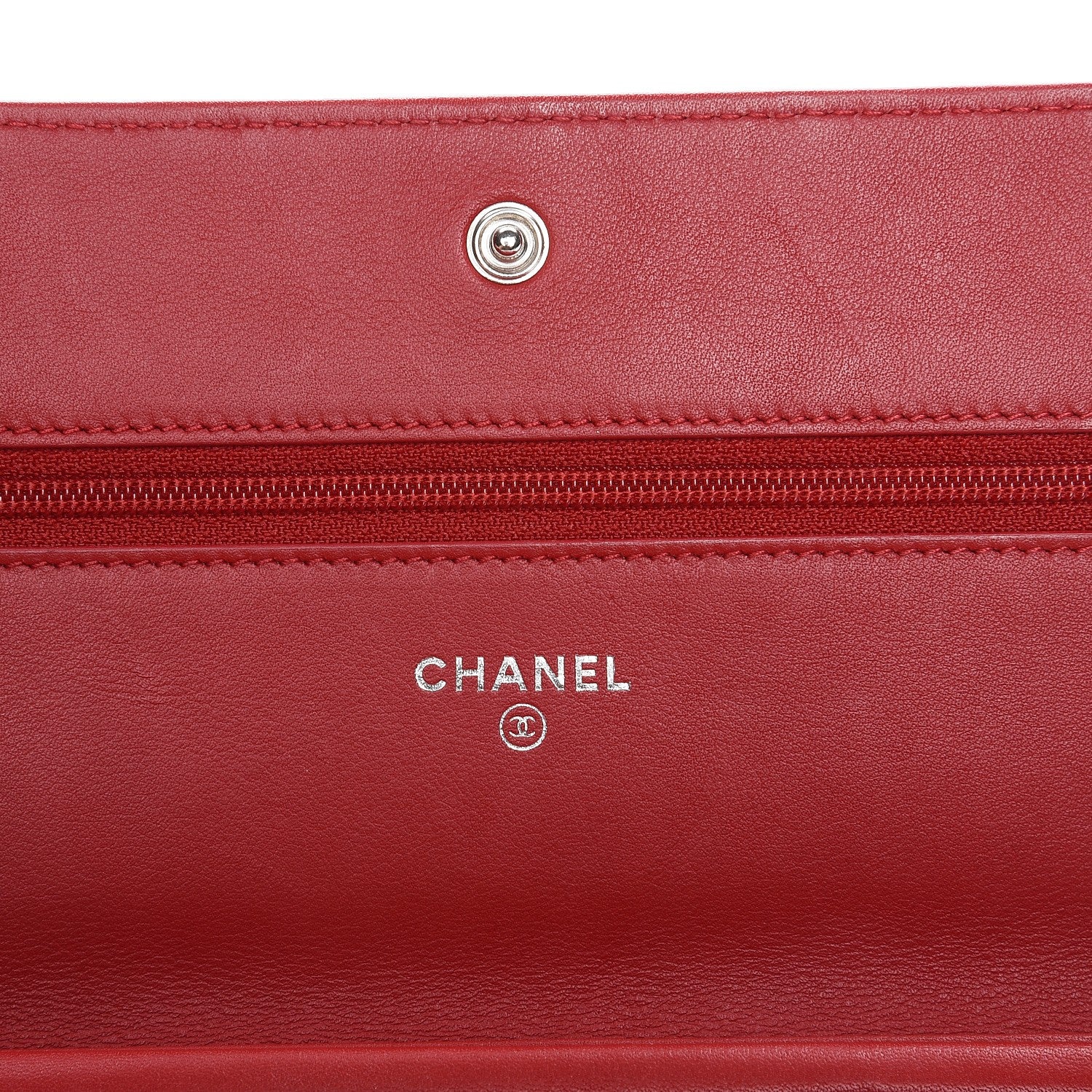 Chanel Calfskin Diamond Stitch Wallet On Chain WOC Red 6 of 9