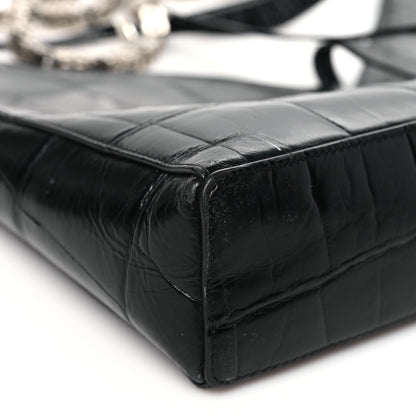 Givenchy Calfskin Crocodile Embossed Large Cut Out Shoulder Bag Black 9 of 13