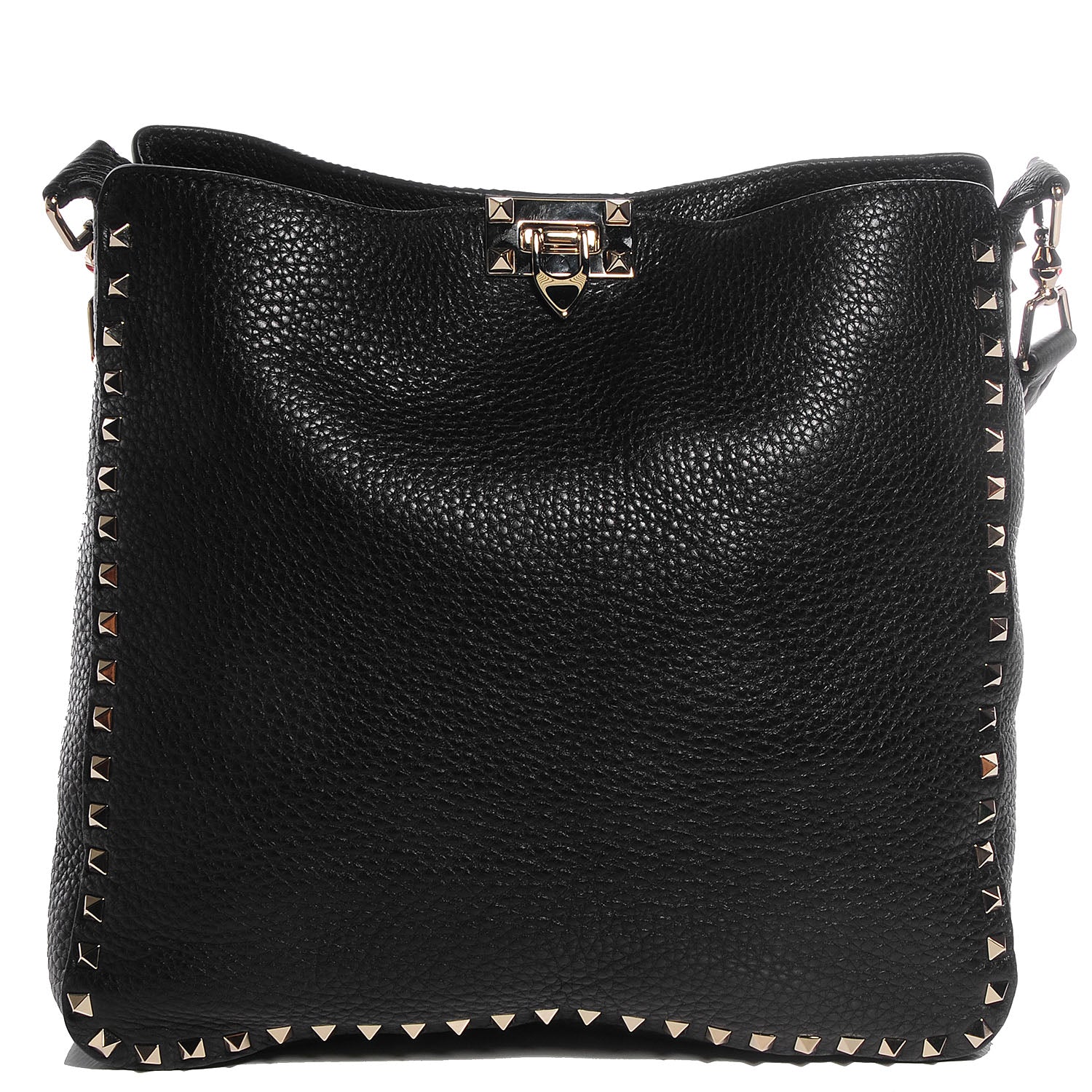 Valentino Garavani Pebbled Calfskin Large Rockstud Flip-Lock Messenger Bag Black 1 of 7