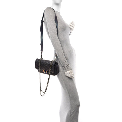 Chanel Iridescent Goatskin Quilted Small Double Carry Waist Chain Flap Purple 2 of 12