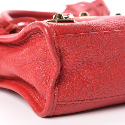 Balenciaga Chevre Gold Metallic Edge Hardware Mini City Rouge Grenade 6 of 20