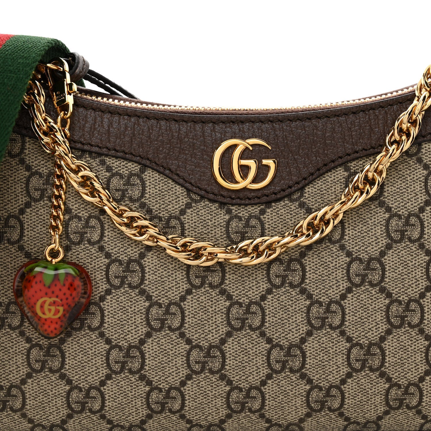 Gucci GG Supreme Monogram Textured Dollar Calfskin Web Small Ophidia GG Handbag Beige Ebony New Acero 7 of 10
