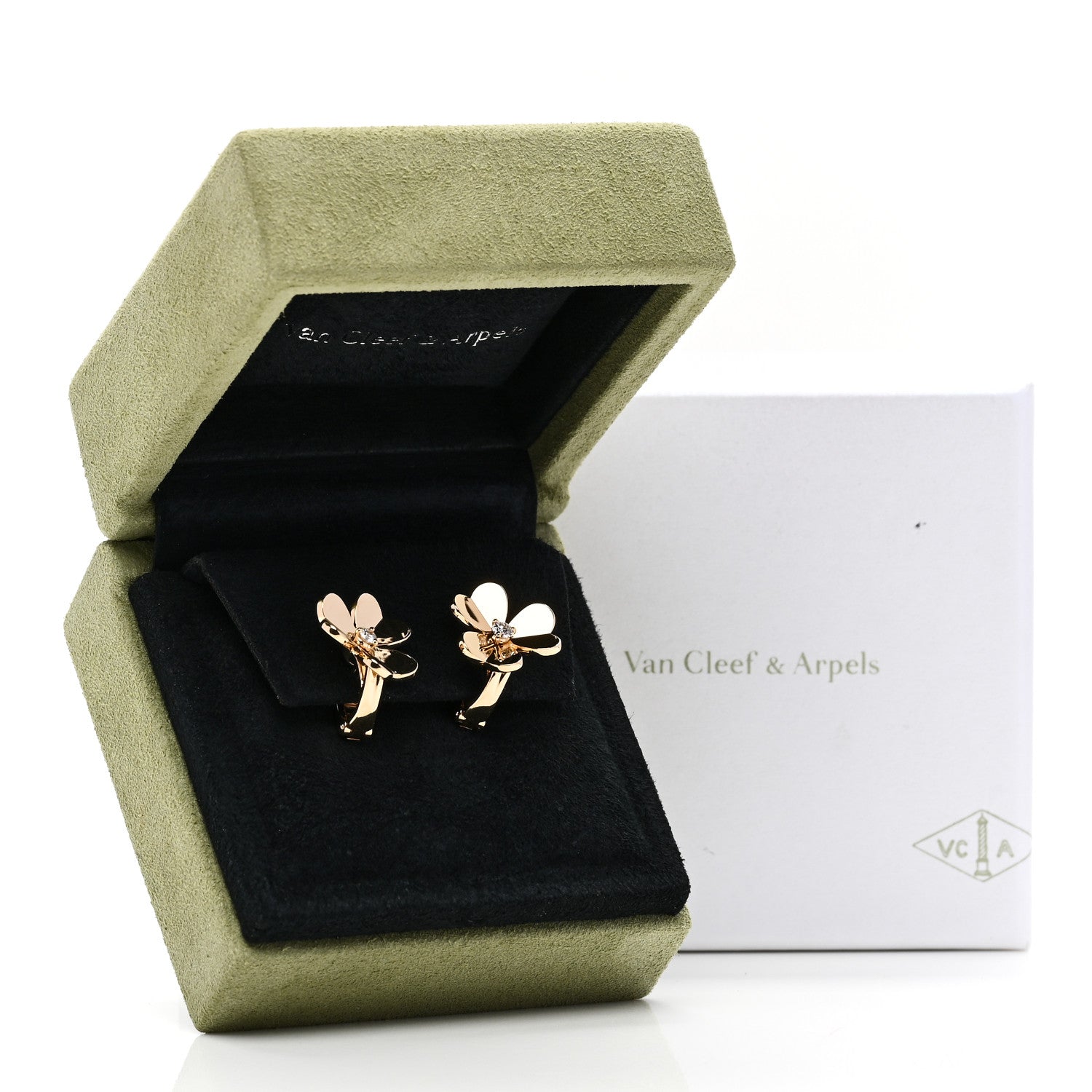 Van Cleef & Arpels 18K Yellow Gold Diamond Small Frivole Earrings 5 of 5