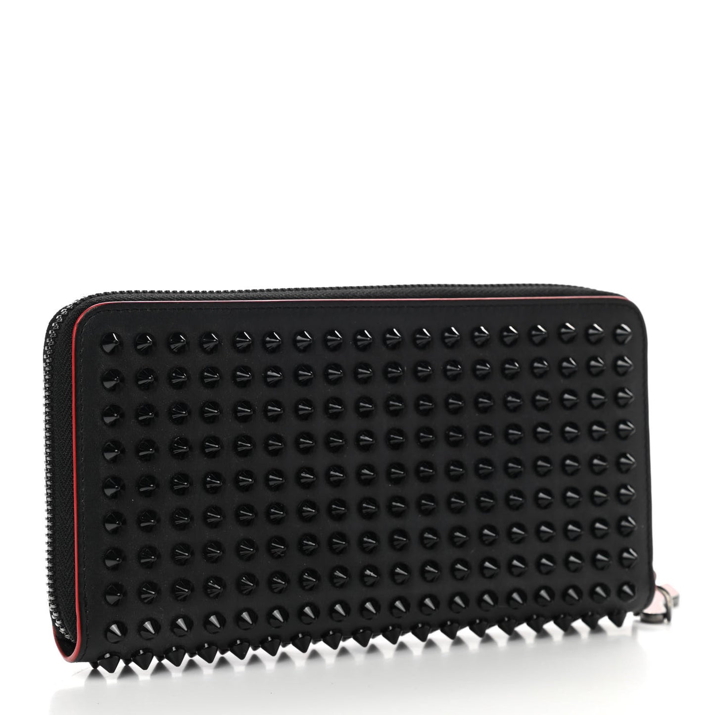 Calfskin Panettone Spiked Zip Around Wallet Black
